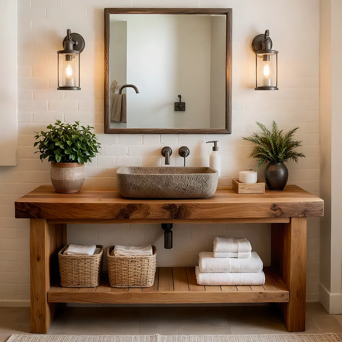 Elmstone Vanity – Solid Oak Farmhouse Bathroom Design - Elitegemse