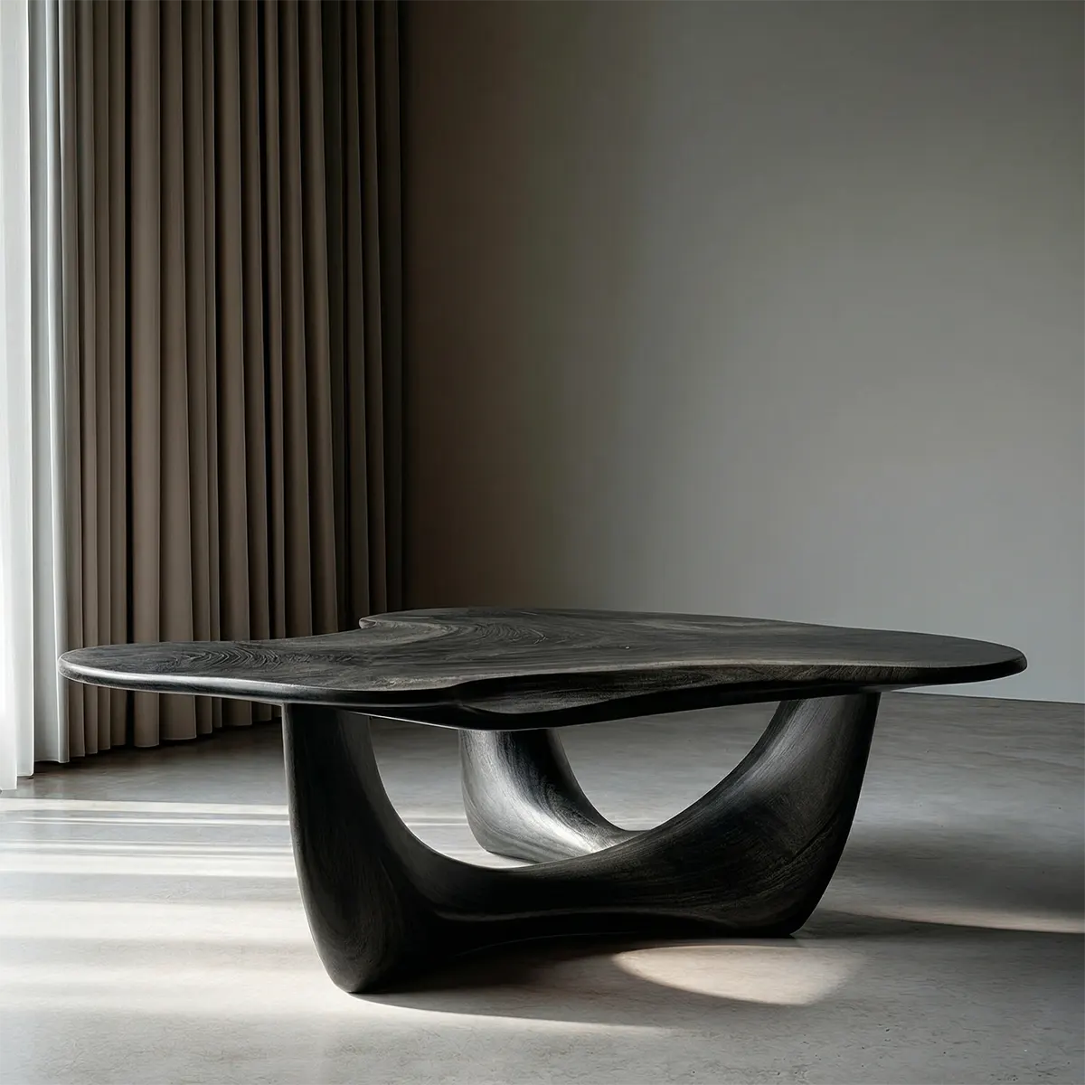 Asymmetrical Sculptural Coffee Table in Organic Natural Solid Wood - Elitegemse - View 8