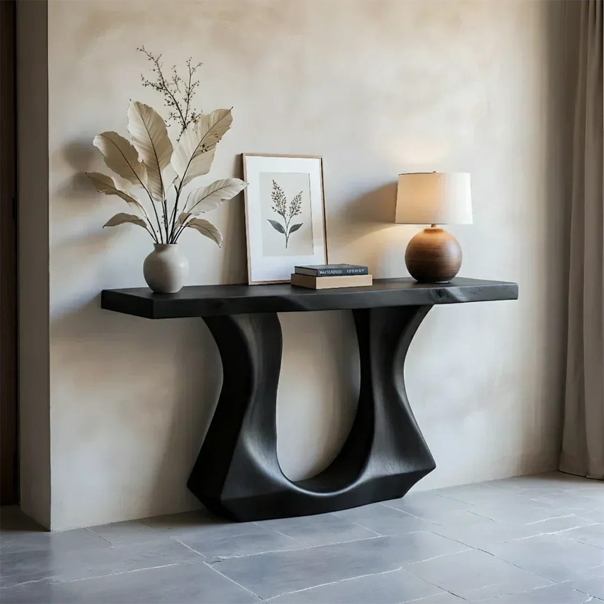 Handcrafted Solid Wood Console Table with Sculptural Twin-Base Design - Elitegemse - View 10