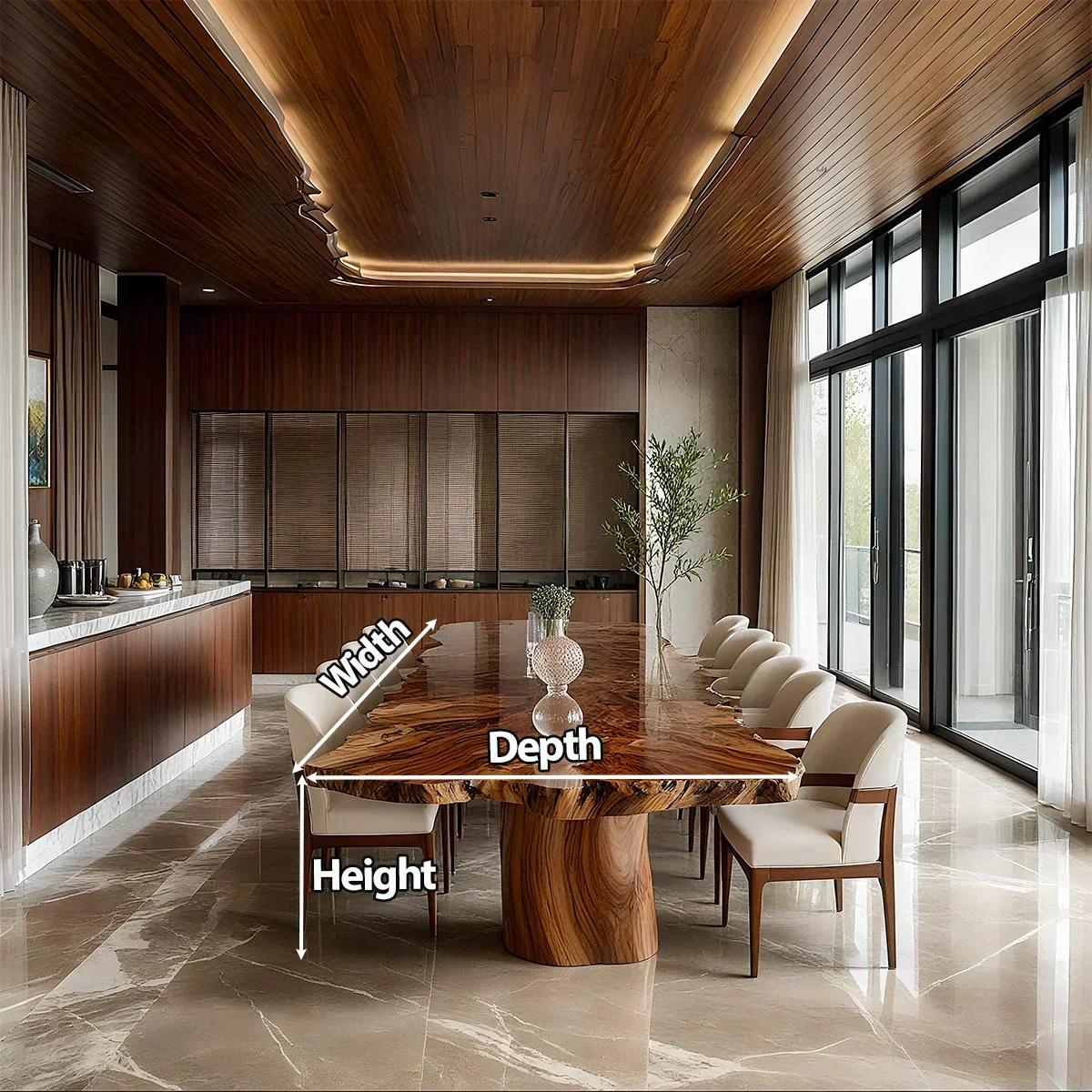 Natural Solid Wood Dining Table in Modern Luxury Style - Elitegemse - View 5