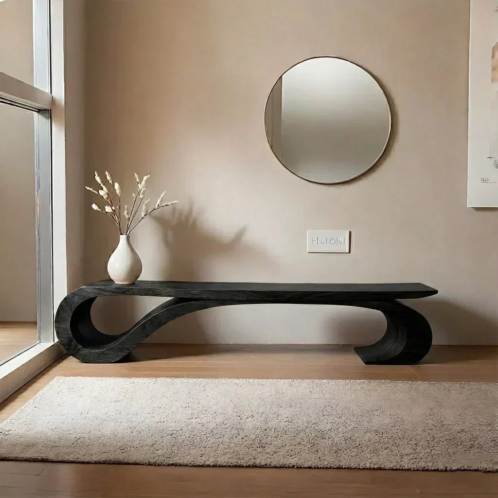 Sculptural Curved Solid Wood Bench – Waveflow Edition - Elitegemse - View 8