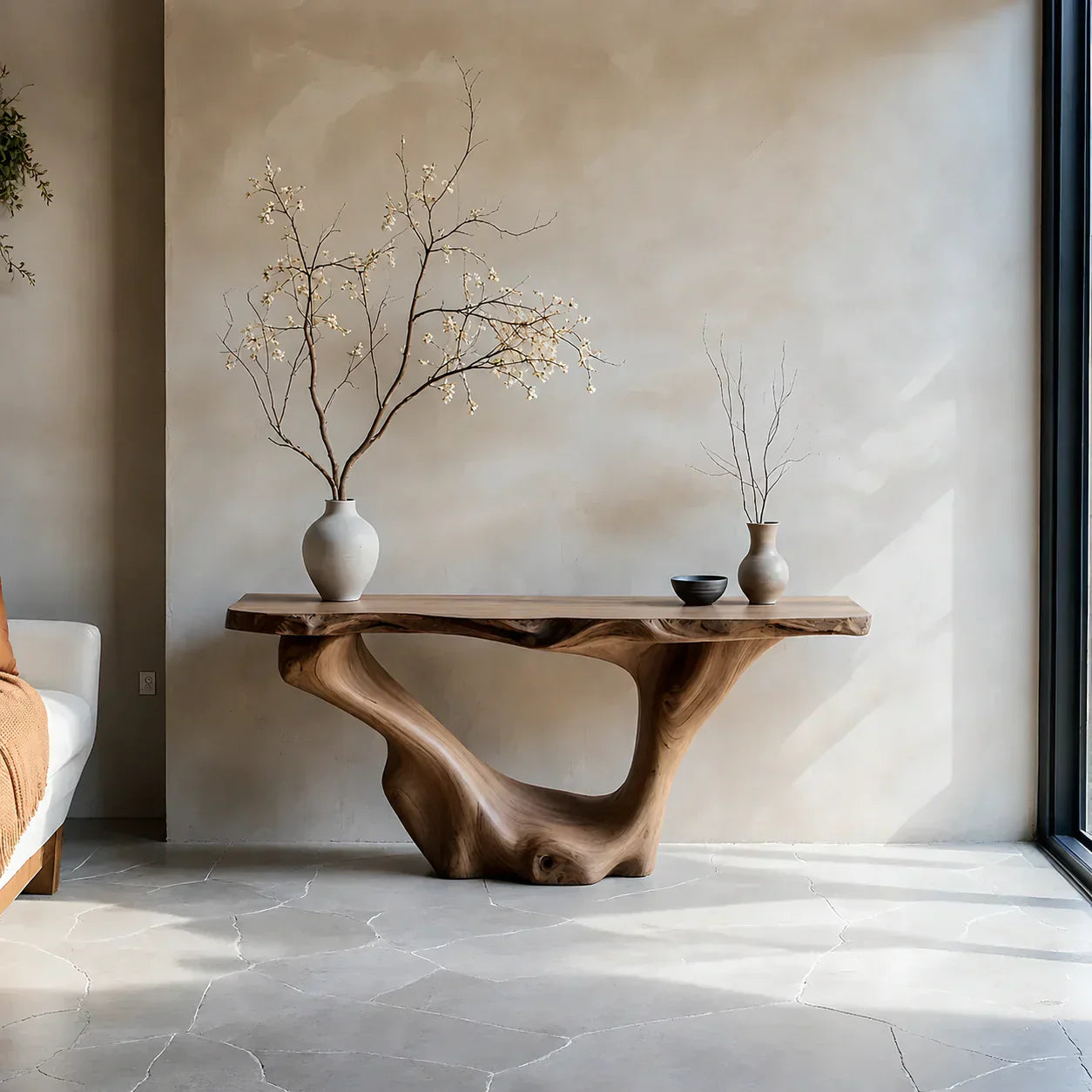 Sculptural Organic Solid Wood Console Table – Art Form Base - Elitegemse - View 12