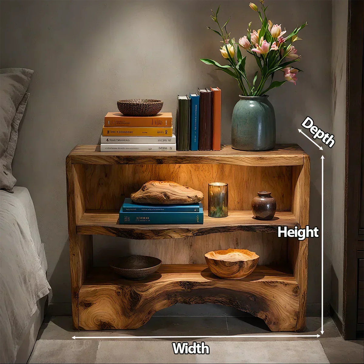 Solid Wood Nightstand – Natural Flow Design - Elitegemse - View 6