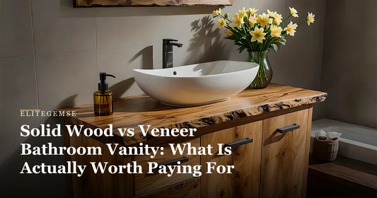 solid wood vs veneer vanity: Natural Solid Wood Bathroom Vanity, Rustic Natural Edge Style