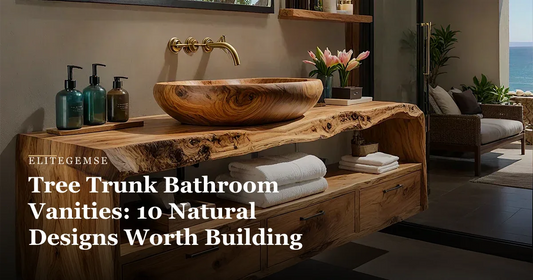 tree trunk bathroom vanity: Live Edge Natural Solid Wood Floating Bathroom Vanity