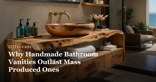 handmade vs mass produced vanity: Live Edge Natural Solid Wood Floating Bathroom Vanity