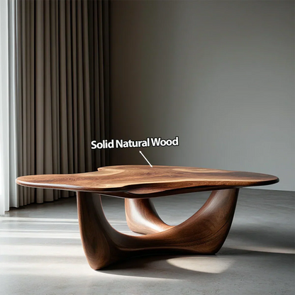 Asymmetrical Sculptural Coffee Table in Organic Natural Solid Wood - Rustirawood