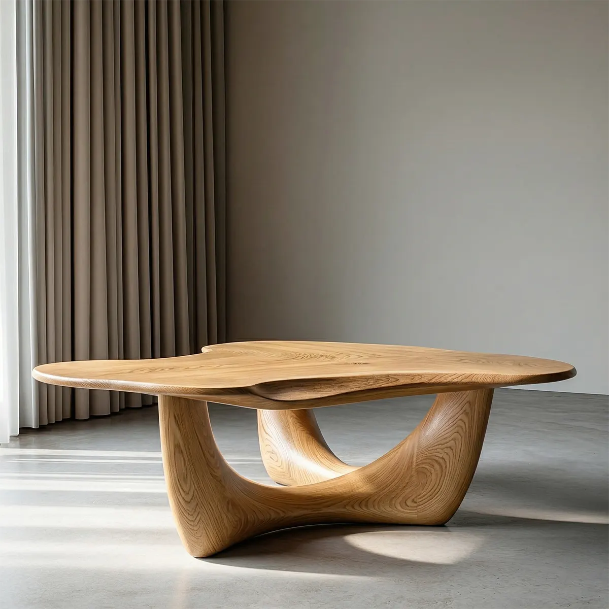 Asymmetrical Sculptural Coffee Table in Organic Natural Solid Wood - Rustirawood