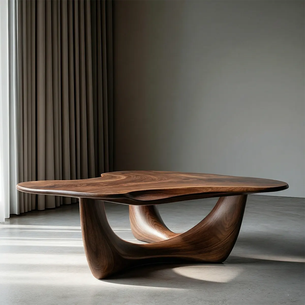 Asymmetrical Sculptural Coffee Table in Organic Natural Solid Wood - Rustirawood