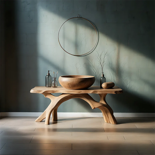 BranchArc Vanity – Sculpted Solid Wood Bathroom Console - Elitegemse