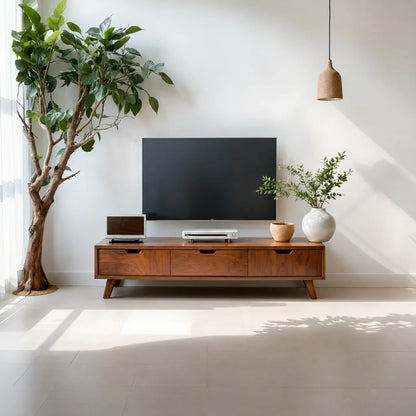 Solid Wood TV Stand – Modern Minimalist Architectural Design