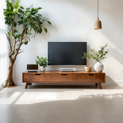 Solid Wood TV Stand – Modern Minimalist Architectural Design