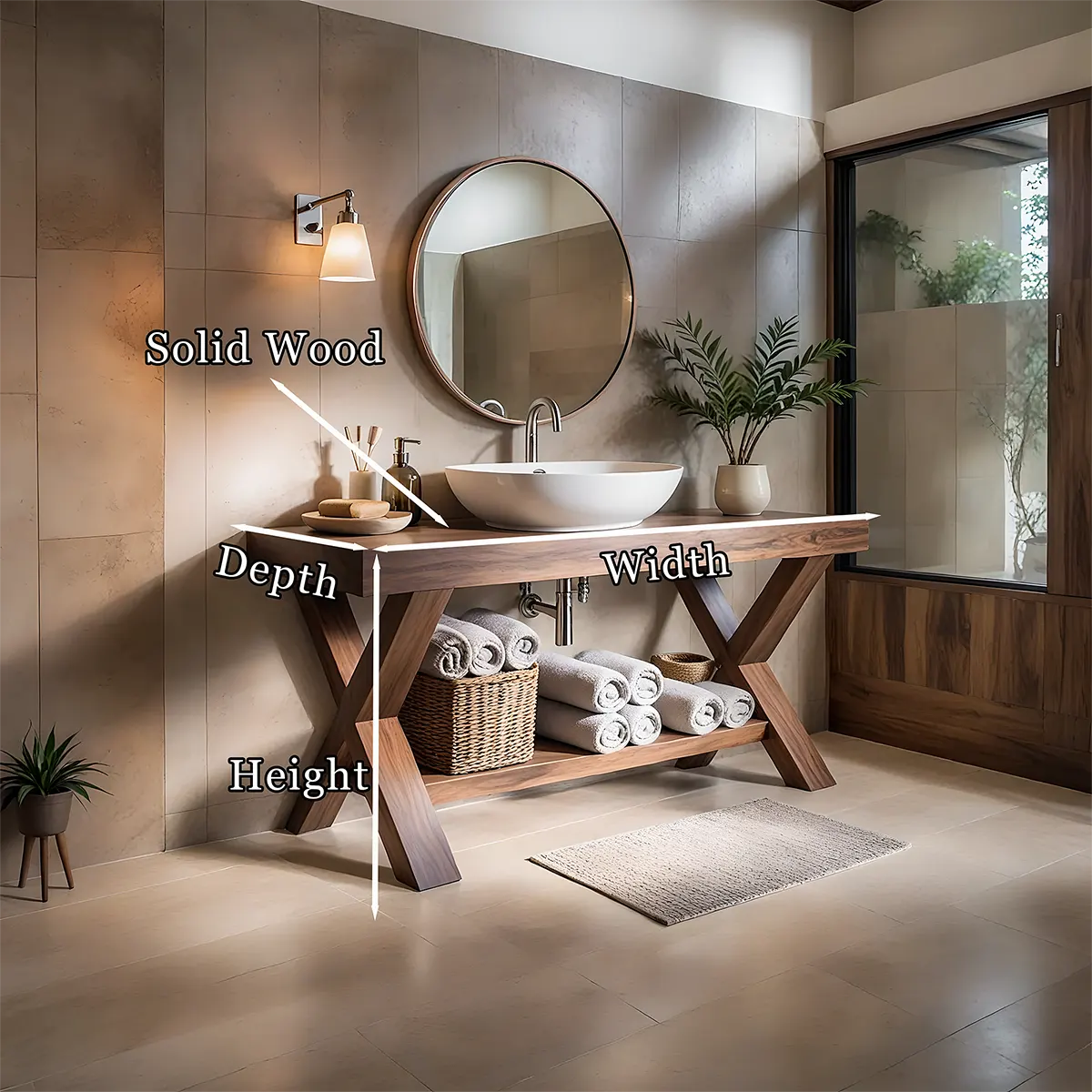 CrossBeam Vanity – Solid Wood Rustic Bathroom Design - Elitegemse