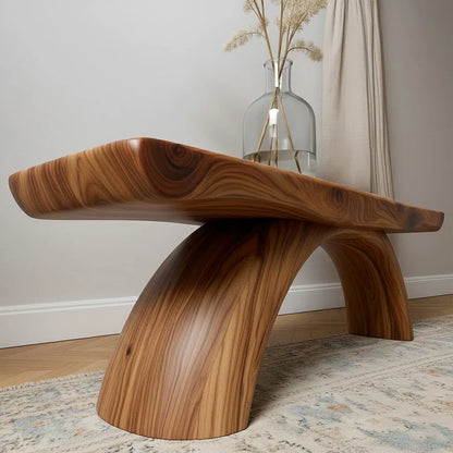 Curved Bench in Natural Solid Wood – Soft Arc Edition - Rustirawood