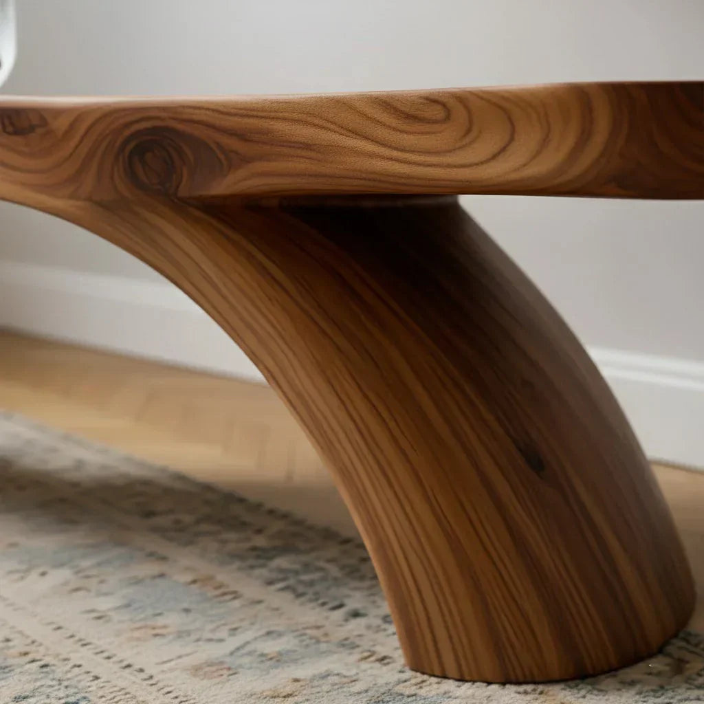 Curved Bench in Natural Solid Wood – Soft Arc Edition - Rustirawood