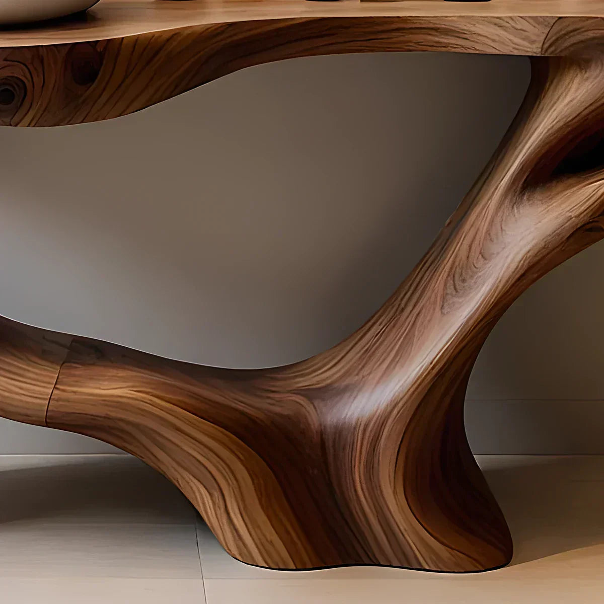 Double-Sculpted Wood Pedestal Vanity – Modern Bathroom Sink Table - Elitegemse