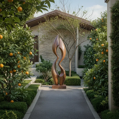 Dual Crest Abstract Sculpture for Modern Spaces - Woodenecho