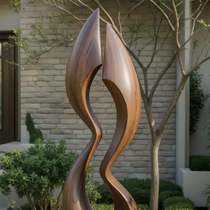 Dual Crest Abstract Sculpture for Modern Spaces - Woodenecho