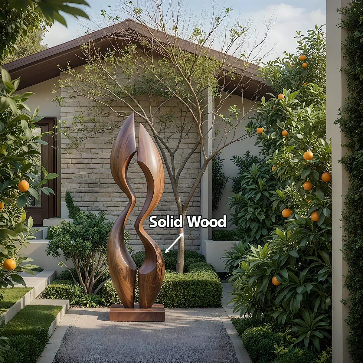 Dual Crest Abstract Sculpture for Modern Spaces - Woodenecho