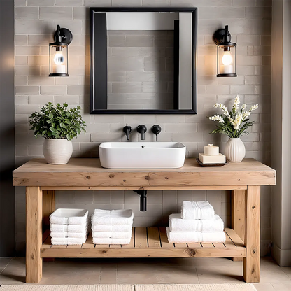 Elmstone Vanity – Solid Oak Farmhouse Bathroom Design - Elitegemse