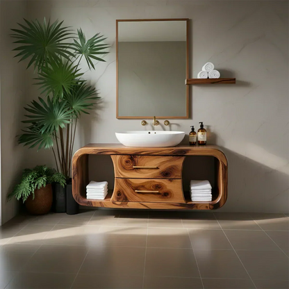 Elysian Bathroom Vanity – Natural Solid Wood Organic Modern - Elitegemse