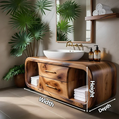 Elysian Bathroom Vanity – Natural Solid Wood Organic Modern - Elitegemse