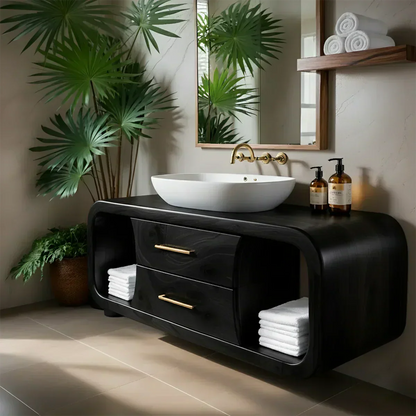 Elysian Bathroom Vanity – Natural Solid Wood Organic Modern - Elitegemse