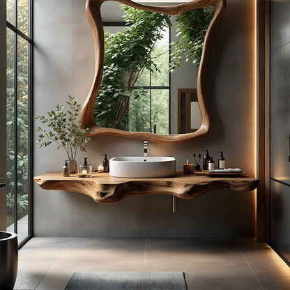 Floating Bathroom Vanity With Organic Live Edge - Elitegemse