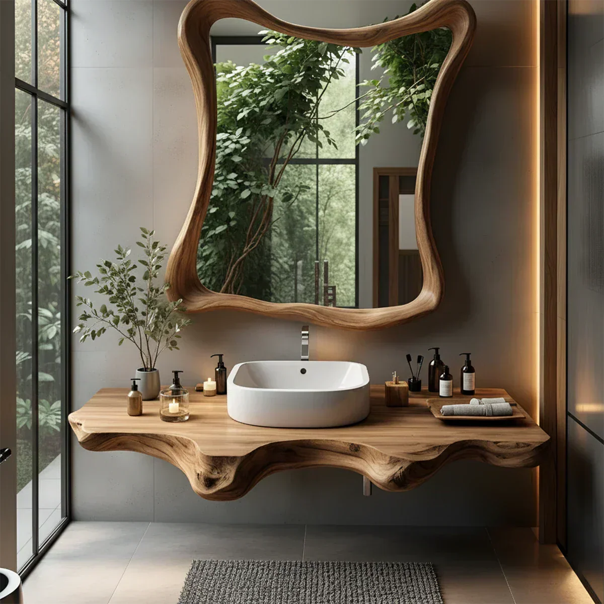 Floating Bathroom Vanity With Organic Live Edge - Elitegemse