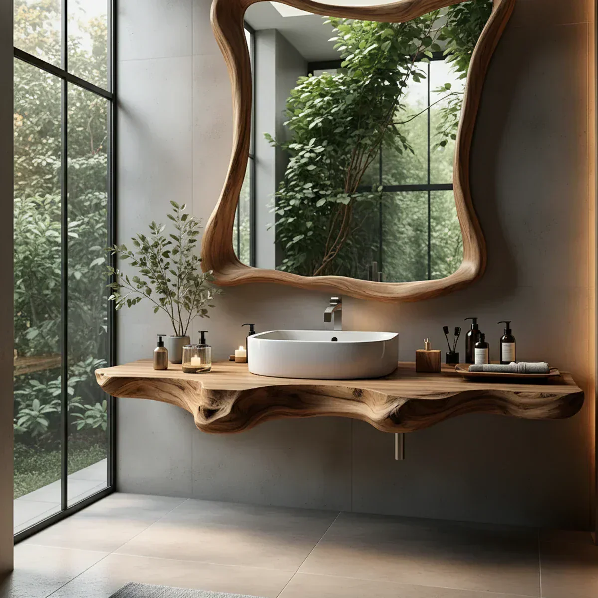 Floating Bathroom Vanity With Organic Live Edge - Elitegemse