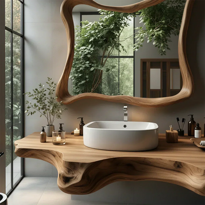 Floating Bathroom Vanity With Organic Live Edge - Elitegemse