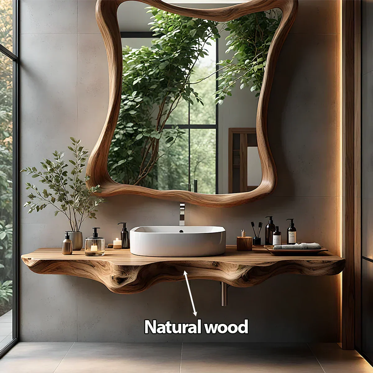 Floating Bathroom Vanity With Organic Live Edge - Elitegemse