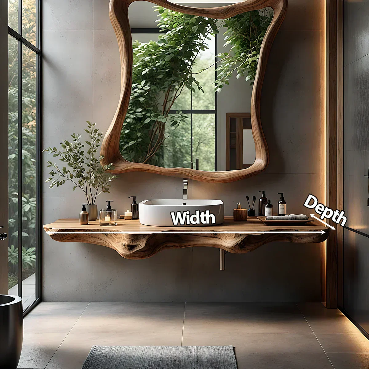 Floating Bathroom Vanity With Organic Live Edge - Elitegemse