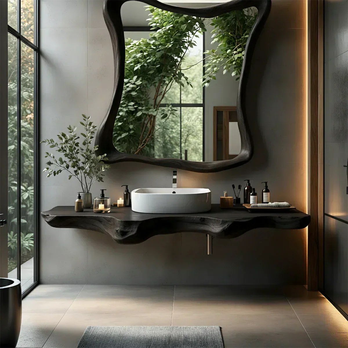Floating Bathroom Vanity With Organic Live Edge - Elitegemse