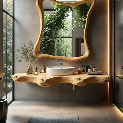 Floating Bathroom Vanity With Organic Live Edge - Elitegemse