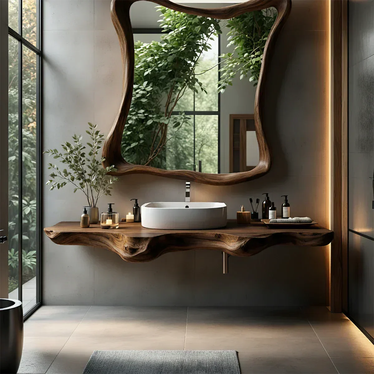 Floating Bathroom Vanity With Organic Live Edge - Elitegemse