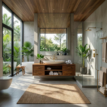 Floating Solid Wood Bathroom Vanity – Modern Vanity with Drawers and Open Shelf - Elitegemse