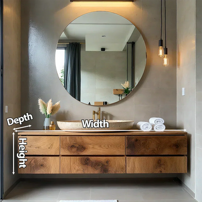 Floating Solid Wood Bathroom Vanity with Modern Storage - Elitegemse