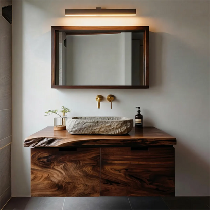 Floating Traditional Bathroom Vanity Cabinet in Natural Solid Wood - Elitegemse
