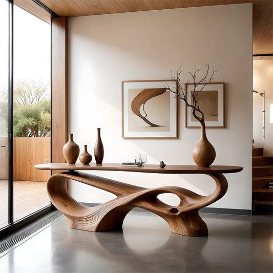 Flow Arc Walnut Console Table – Handcrafted Modern Design - Elitegemse