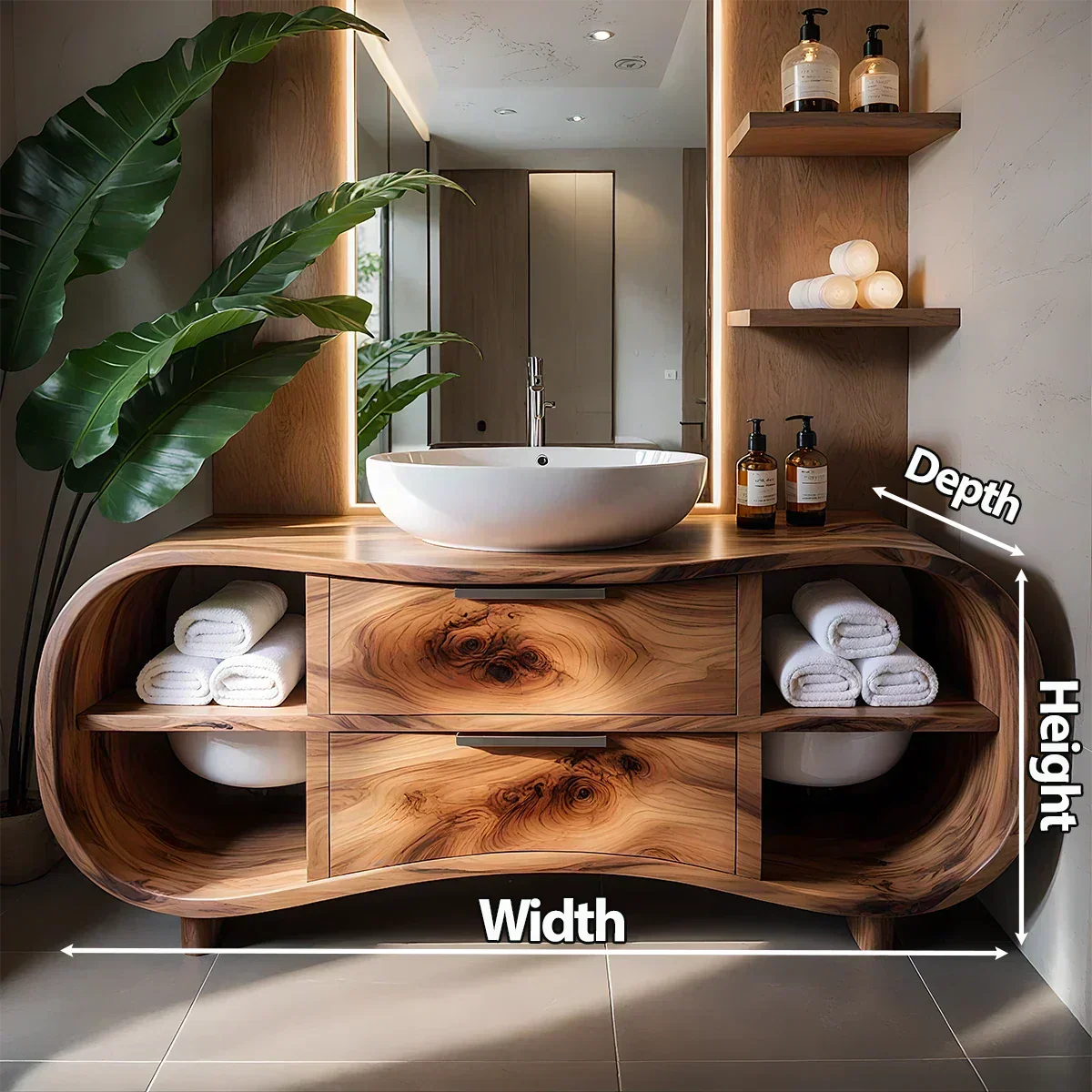 Flowline Bathroom Vanity – Natural Solid Wood Contemporary - Elitegemse