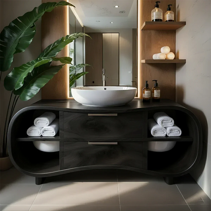 Flowline Bathroom Vanity – Natural Solid Wood Contemporary - Elitegemse