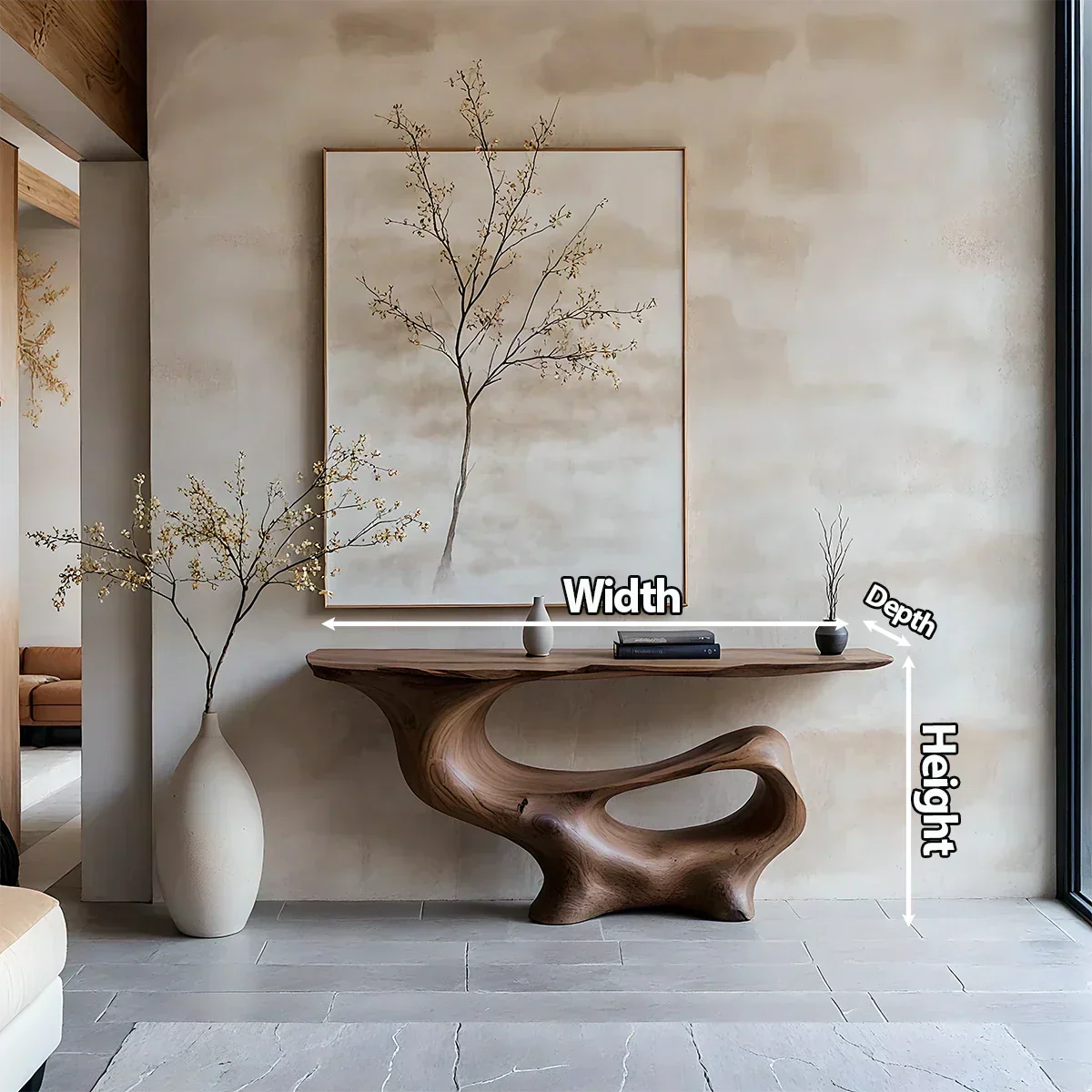 Fluid Sculpted Solid Wood Console Table — Organic Luxury Entryway Art Piece - Elitegemse