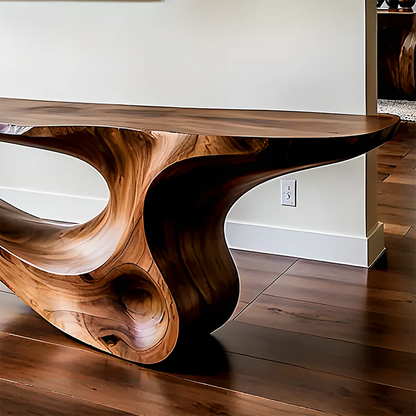 Fluid Twist Walnut Console Table – Modern Sculptural Wood - Elitegemse