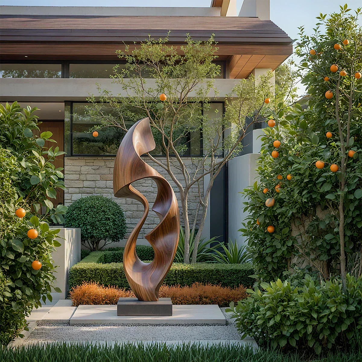Fluid Wave Abstract Sculpture for Contemporary Spaces - Woodenecho