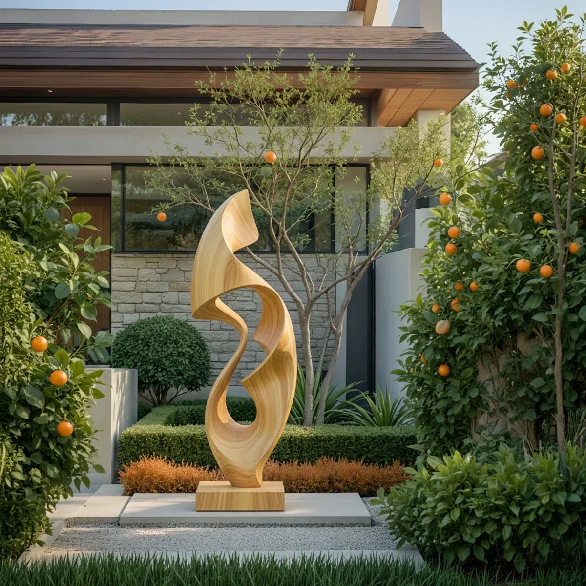 Fluid Wave Abstract Sculpture for Contemporary Spaces - Woodenecho
