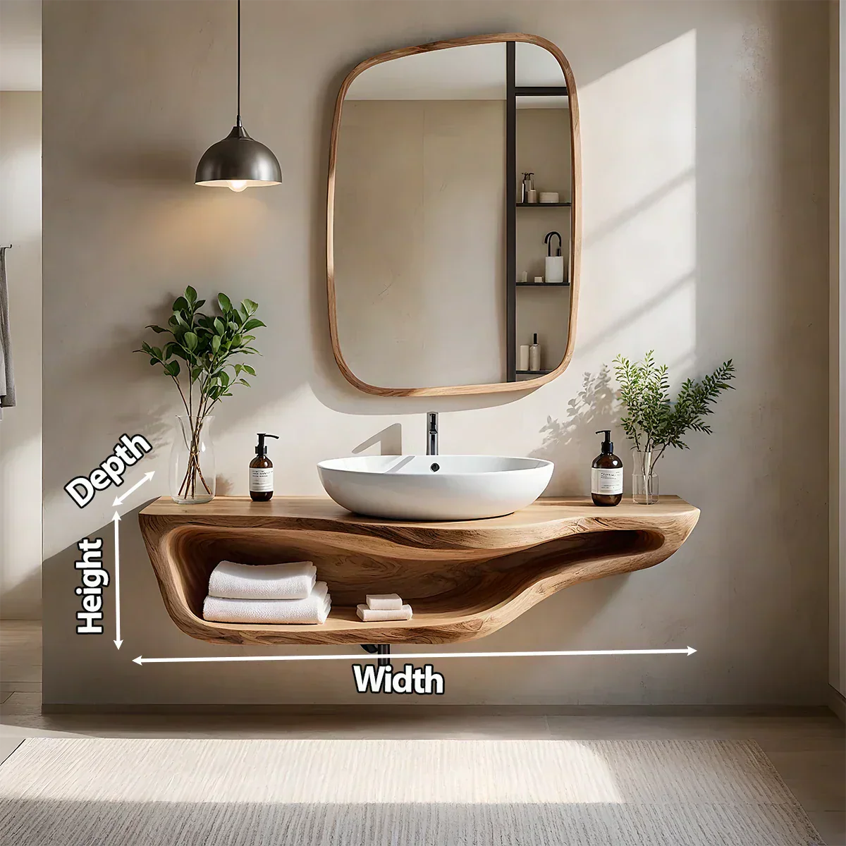 Handcrafted Live Edge Floating Bathroom Vanity With Shelf - Elitegemse