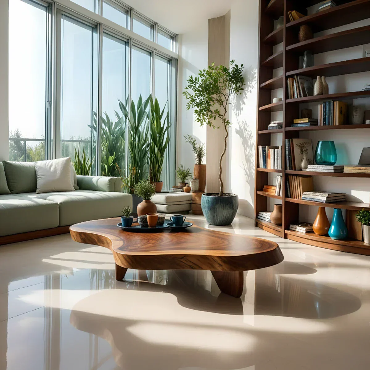 Handcrafted Live Edge Natural Solid Wood Coffee Table - Rustirawood