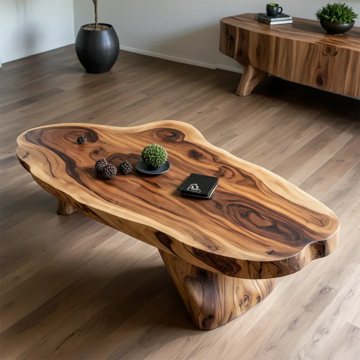 Handcrafted Live Edge Natural Solid Wood Coffee Table - Rustirawood