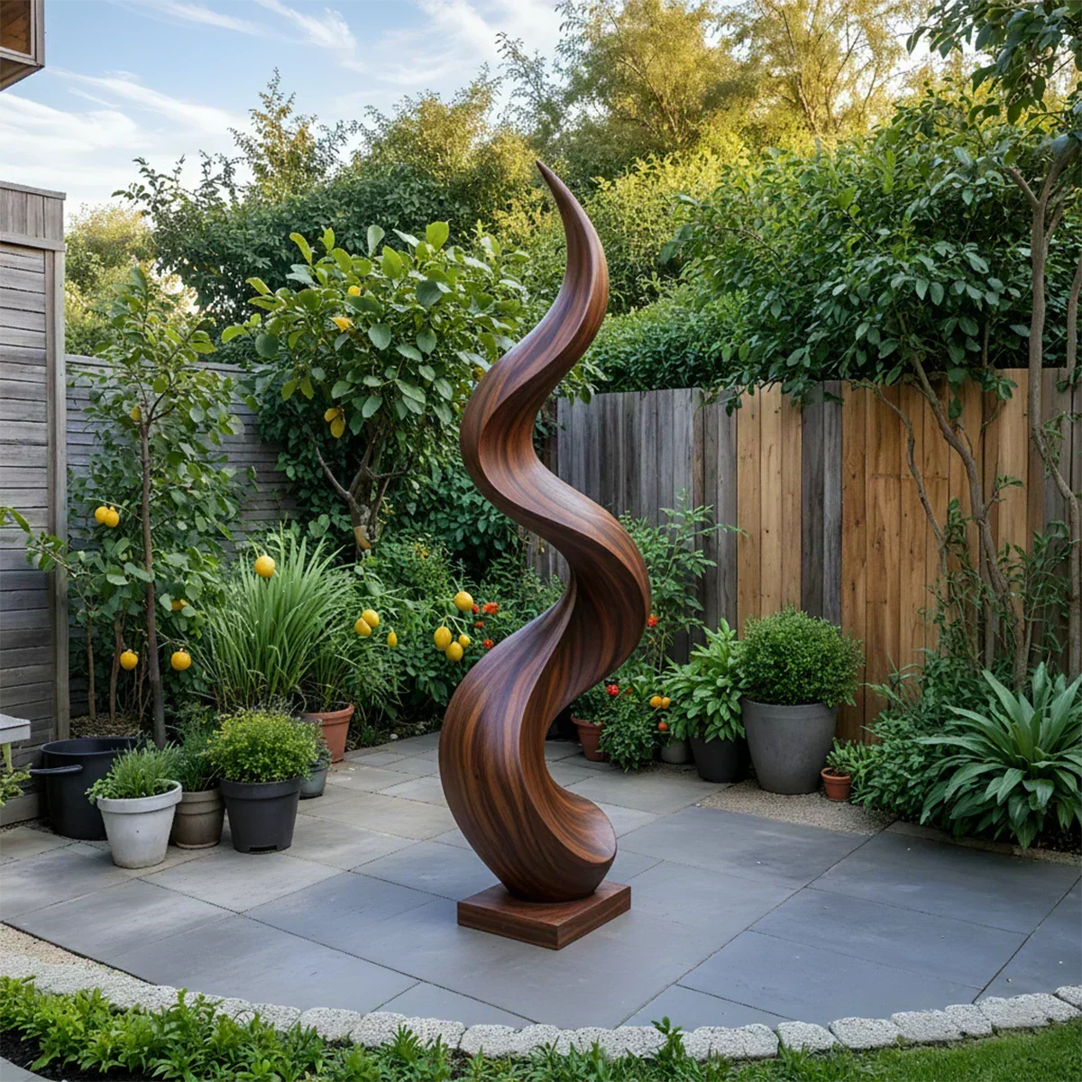 Handcrafted Natural Wood Abstract Sculpture – Modern Curved Art - Woodenecho